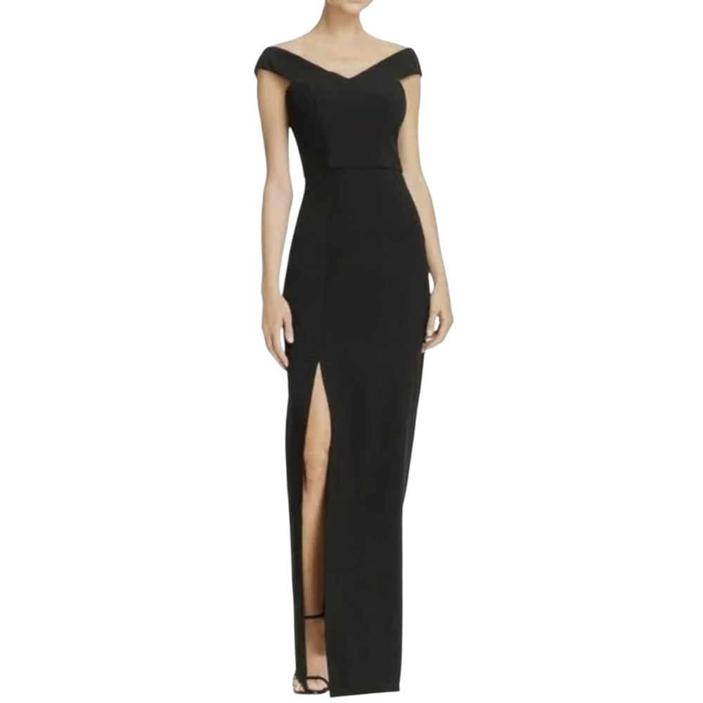 BARIANO Siobhan Sweetheart Gown - Black Off Shoulder Maxi Dress sz S